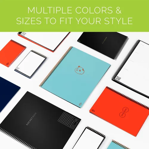 Vista 7 de Rocketbook Matrix Smart - Cuaderno de papel cuadriculado reutilizable, conectado digitalmente, cuaderno isométrico, tamaño carta 8.5 x 11, gris
