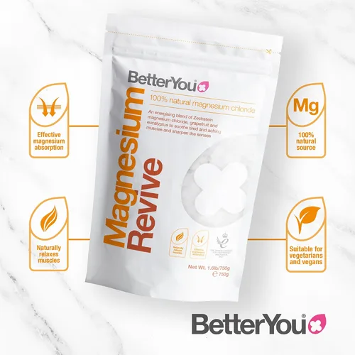 Vista 3 de BetterYou Magnesium Revive Bath Flakes - Sales de baño con magnesio - Pomelo energizante y eucalipto - Calmante muscular y salud de la piel - 1.6