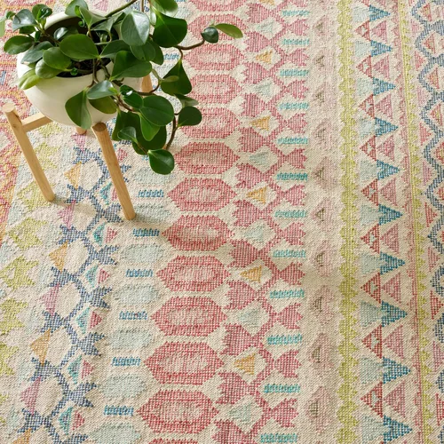 Vista 4 de Dash & Albert Stony Brook Alfombra geométrica multicolor hecha a mano, 7'6"x9'6