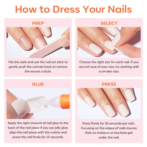 Vista 9 de Modelones Uñas postizas cuadradas cortas, color blanco y rosa, 32