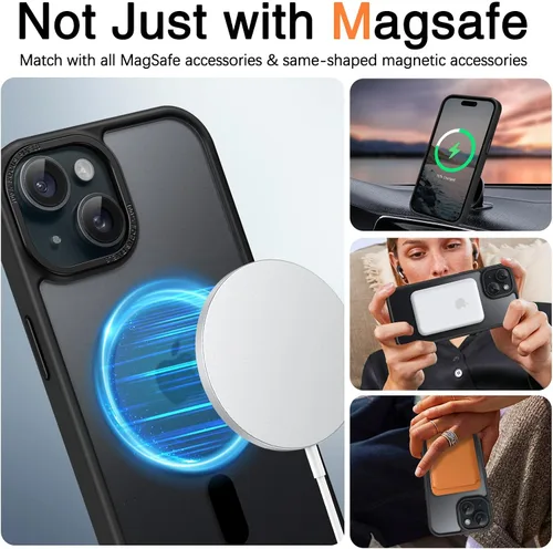 Vista 6 de BENTOBEN Compatible con iPhone 15 Plus, Funda de teléfono magnética translúcida mate delgada a prueba de golpes [Compatible con MagSafe] Funda