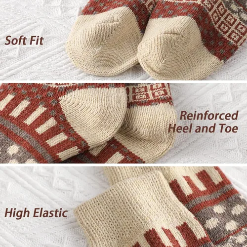 Vista 3 de Wool Socks for Women - Soft 5 Pairs Wool Socks Womens for Winter Hiking