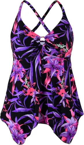 Vista 28 de Firpearl Trajes de baño tankini para mujeres, modestos y fluidos, espalda cruzada, talla plus, top de traje de baño Azul aguamarina
