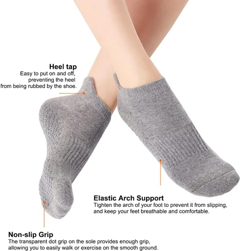 Vista 5 de UTTPLL Calcetines antideslizantes para mujeres y hombres, calcetines de yoga atléticos acolchados para pilates, calcetines de hospital con agarres