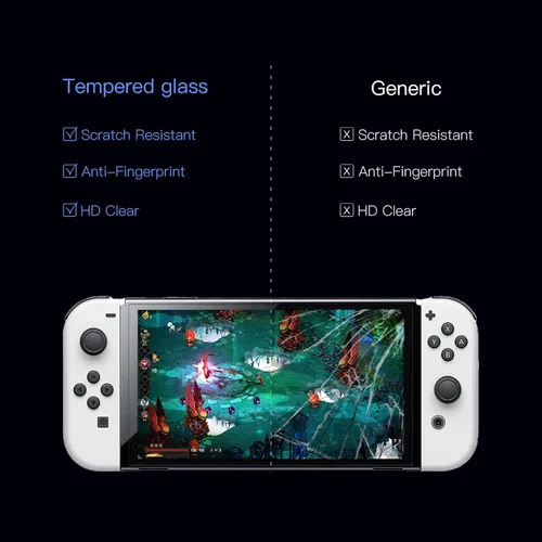 Vista 6 de MAEXUS Switch OLED, protector de pantalla de vidrio templado, protector de pantalla transparente HD para Nintendo Switch OLED, antihuellas