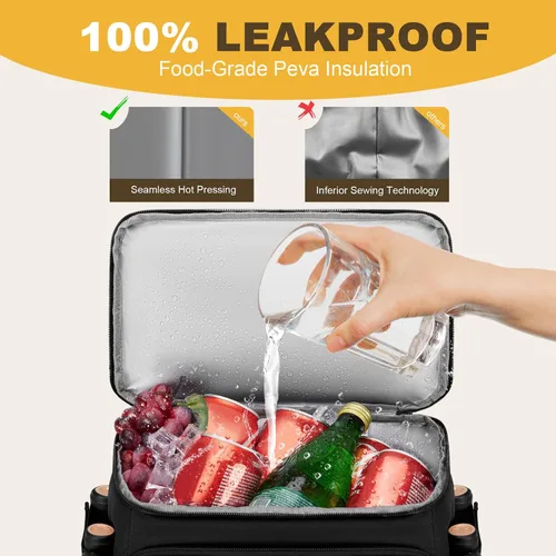 Vista 5 de MIYCOO Mochila enfriadora – 40 latas con aislamiento para hombres y mujeres, portátil con 2 compartimentos a prueba de fugas, bolsa enfriadora
