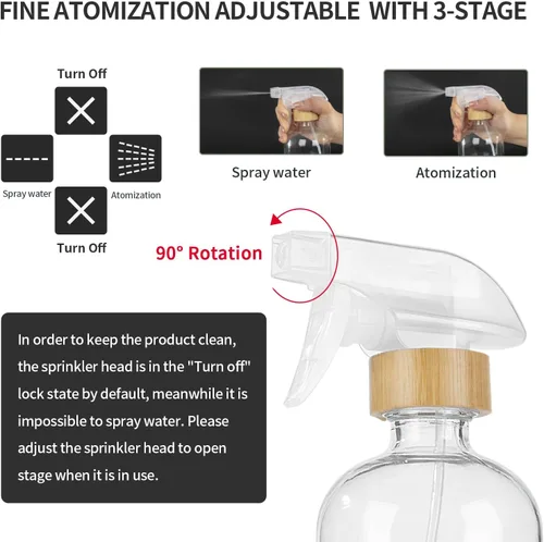 Vista 3 de HOMBYS Botellas vacías de vidrio de bambú con protección de funda de silicona, recipientes de vidrio transparente recargables de 17 onzas