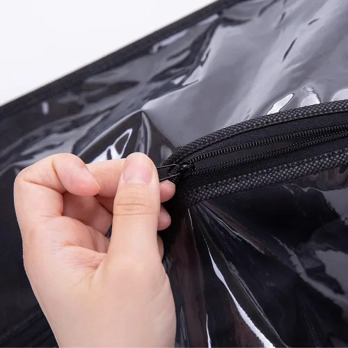 Vista 6 de Bolsas de almacenamiento para peluca con colgador: 3 piezas de extensiones de cabello, ganchos para extensiones de cabello (negro)