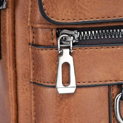 Vista 6 de Bolso de hombro pequeño de cuero para hombres y mujeres, para viajes al aire libre, negocios