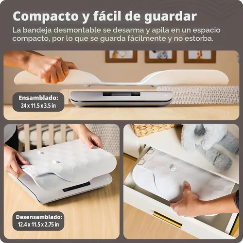 Vista 8 de Greater Goods Báscula digital para bebés y niños pequeños, no conectada Digital Newborn Scale with Removable Tray, 2-in-1 Design, Hold for Wiggly