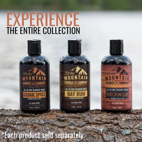 Vista 7 de Rocky Mountain Barber Company Bay Rum - Jabón corporal todo en uno, champú, gel de baño, acondicionador, lavado facial y lavado de barba con jugo