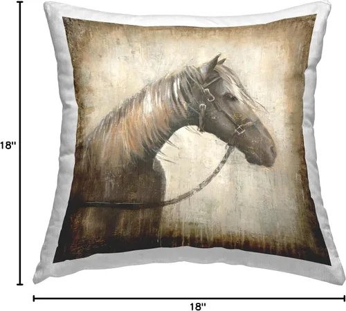 Vista 8 de Stupell Industries Liz Jardine - Almohada rústica con diseño de cabestro, 18 x 18 pulgadas, color marrón