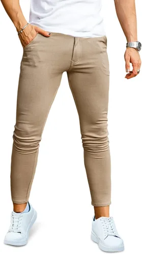 Vista 4 de Pantalones de vestir para hombre, ajustados, elásticos, a cuadros, pierna ajustada