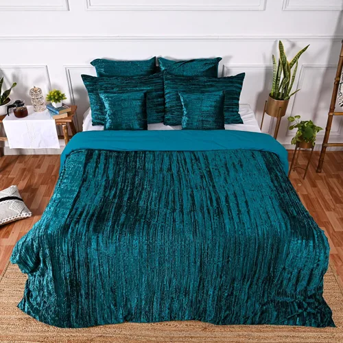 Vista 40 de Funda de edredón de terciopelo sólido ultra-luxe, ropa de cama boho UO, funda de colcha Donna, juego de edredón de 3 piezas, juego de cama de Aqua