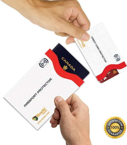 Vista 7 de Fundas de bloqueo RFID para pasaporte y tarjetas de crédito, Blanco, Blanco - 15 piezas
