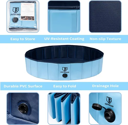 Vista 3 de Piscina plegable para perros y mascotas, piscina plegable para mascotas, bañera para niños, piscina para perros y gatos, interior y exterior, 32