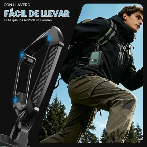 Vista 6 de Maxjoy Funda para AirPods Pro 3 2025, MagSafe compatible con bloqueo automático, funda protectora a prueba de golpes con soporte para teléfono Verde