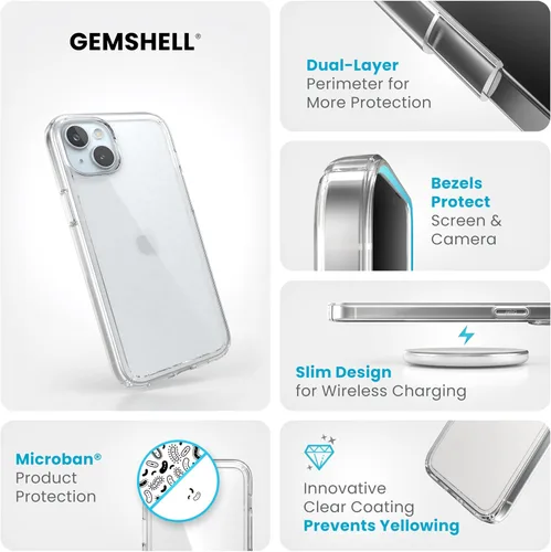 Vista 3 de Speck Funda transparente para iPhone 15 Plus, delgada, protección contra caídas, para iPhone 15 Plus y iPhone 14 Plus, resistente a los arañazos,