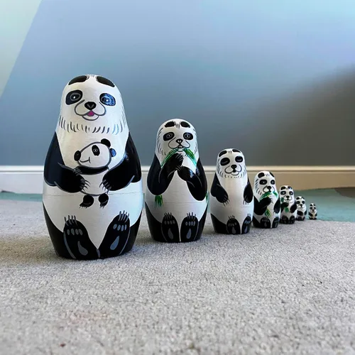 Vista 6 de AEVVV Juego de 7 muñecos de anidación lindos, figuras de panda, osos panda anidables, muñecas rusas apilables, muñeca Matryoshka