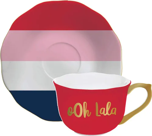 Vista 4 de Best Mom Ever - Taza de té y platillo de porcelana de 5 onzas