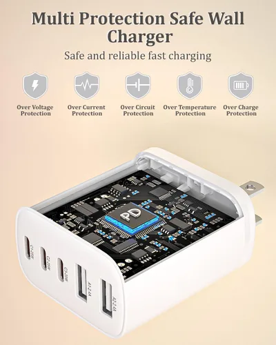Vista 10 de 100W 5-Port USB C Charging Blocks for iPhone 17 Charger Fast Charging 2Pack