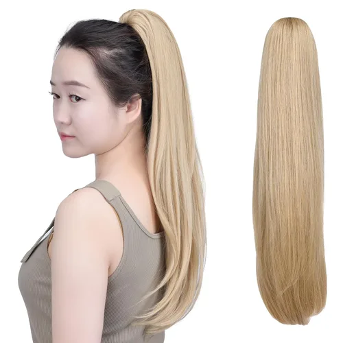 Vista 28 de SYXLCYGG Auburn Clip Cola de caballo Clip Cola de caballo Extensión de cola de caballo ondulado 10 pulgadas 3.5 oz pelo sintético falso pieza