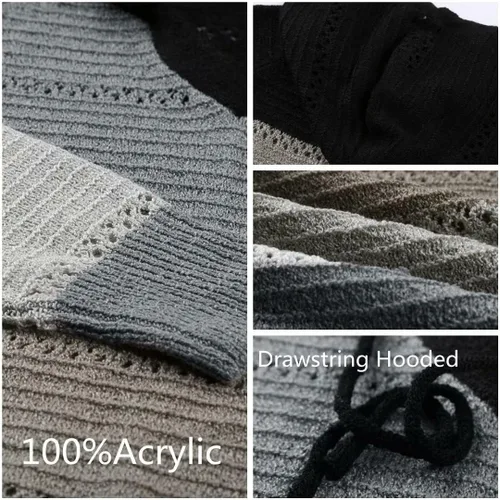 Vista 5 de BLENCOT - Suéter con capucha y cordón para mujer, ligero, sin botones, sudadera con bloque