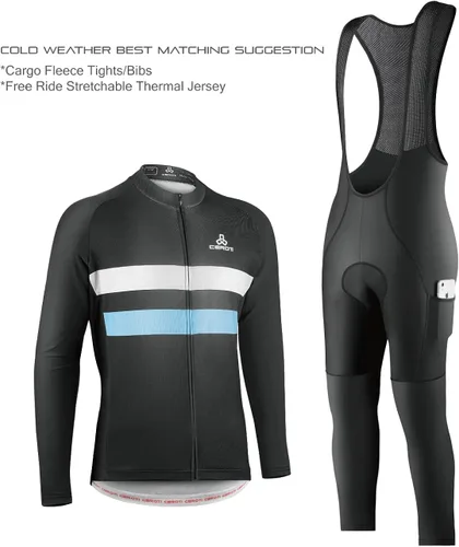 Vista 6 de CEROTIPOLAR Camisetas de ciclismo de ajuste estándar con forro polar, chaquetas de bicicleta de manga larga para otoño e invierno
