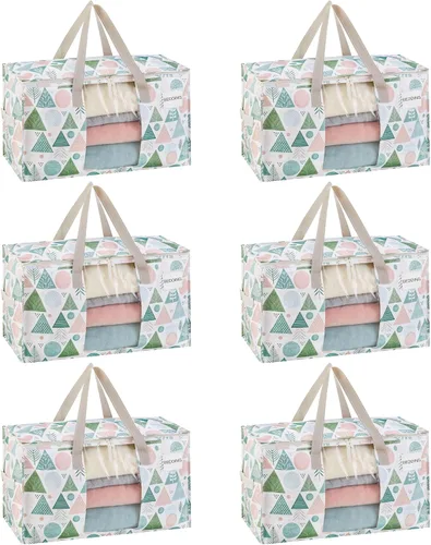 Vista 45 de VENO Paquete de 4 bolsas de mudanza resistentes, bolsas de almacenamiento de ropa y edredón con ventana transparente, suministros de embalaje