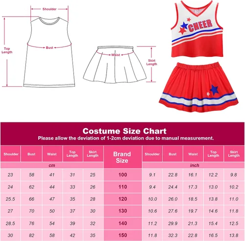 Vista 3 de ReliBeauty Disfraz de animadora para niñas, uniforme de animadora