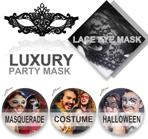 Vista 2 de Máscara de máscaras para mujeres parejas y hombres máscara para carnaval Halloween máscara de ojos de encaje para fiesta baile de graduación bar