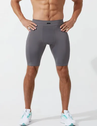 Vista 5 de MIZOK Pantalones cortos de compresión elásticos para hombre con bolsillo