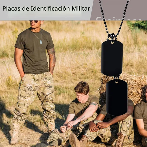 Vista 4 de VNOX Collar con dije de etiqueta de perro para hombre, de acero inoxidable, militar, militar, del ejército de EE. UU., doble etiqueta de perro A.