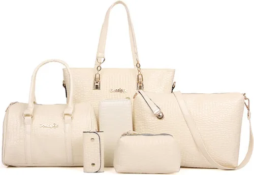 Vista 12 de Juego de 6 bolsos de mano para mujer, con asa superior, carteras cruzadas, cartera Negro