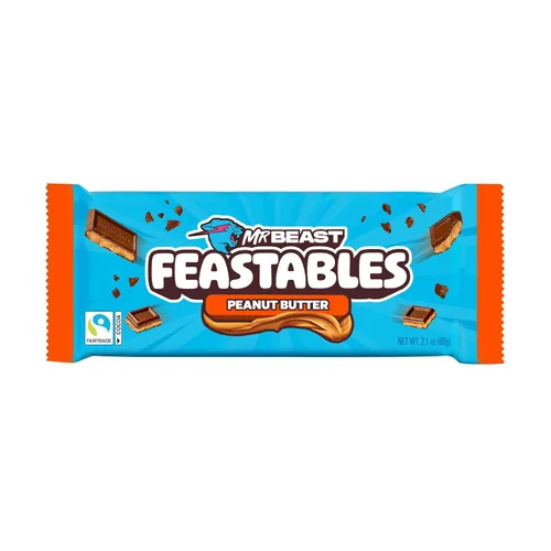 Vista 8 de Feastables Barra de chocolate con leche de almendras tamaño King, 2.1 oz (60 g), 10