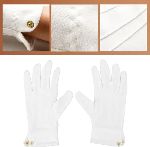 Vista 9 de Guantes de billar Uniforme 2pcs Guantes de Billar Competición Guantes de árbitro Guantes Profesionales Blanco Guantes con Snap Cuff Poliéster Algodón