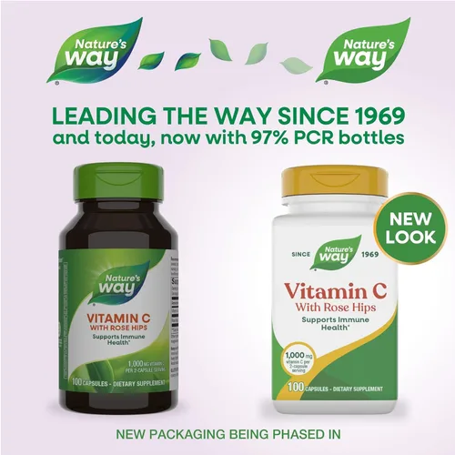 Vista 2 de Nature's Way Vitamina C-500 con Rose HIPS; 1000 mg por porción; 100 cápsulas