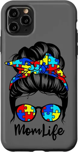 Vista 13 de Mom Life Messy Bun Hair Autism Funny Autism Case for iPhone 17