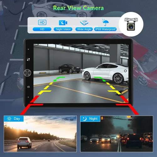 Vista 3 de Estéreo de coche con pantalla táctil Single Din de 10.4 pulgadas con Carplay inalámbrico y Android Auto, radio de coche ajustable con Bluetooth