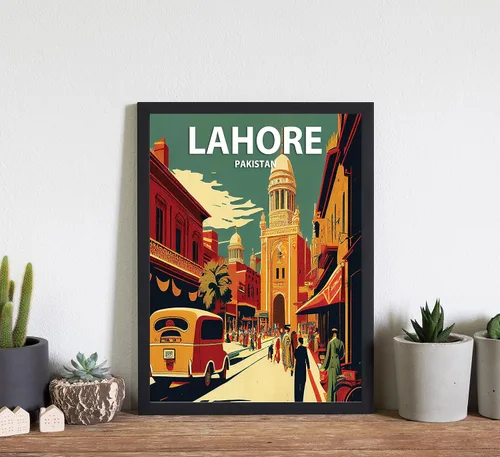 Vista 6 de Lahore - Póster impreso artístico, decoración de pintura de pared de Pakistán, arte de Oriente Medio, arte para decoración del hogar, obra de arte