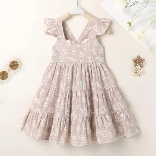 Vista 2 de Vestido de princesa sin mangas con diseño de arco iris para niños y niñas pequeñas