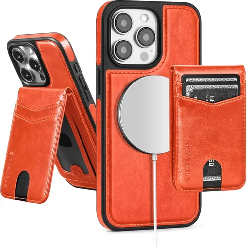 Vista 59 de SkyEagle - Funda tipo cartera compatible con MagSafe para iPhone 11, color negro Detachable Magnetic Credit Card Holder,RFID Blocking,PU