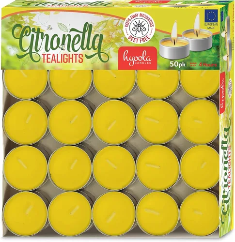 Vista 9 de Hyoola Velas de citronela Tealight - Vela antimosquitos - 4 horas de combustión - Paquete de 50 - Sin DEET