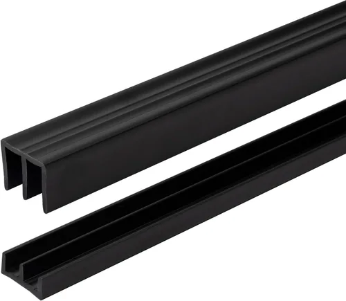 Vista 10 de Riel de puerta corredera de panel de 1/4 pulgadas, juego superior e inferior de plástico negro de 48 pulgadas, fabricado en EE. UU., paquete de 1