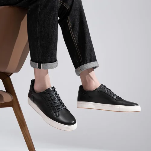 Vista 5 de Jousen Zapatos deportivos de moda para hombre, de cuero pulido, zapatos casuales de negocios con estilo retro para hombre