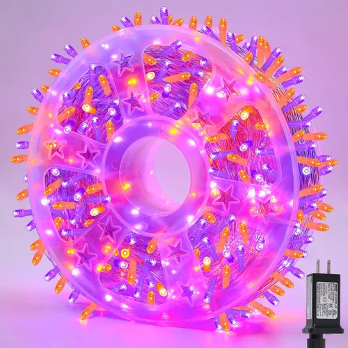 Vista 29 de QITONG Tira de luces rojas y verdes para exteriores, 165 pies, 500 luces LED de alambre transparente de Navidad para interiores, 8 modos de luz