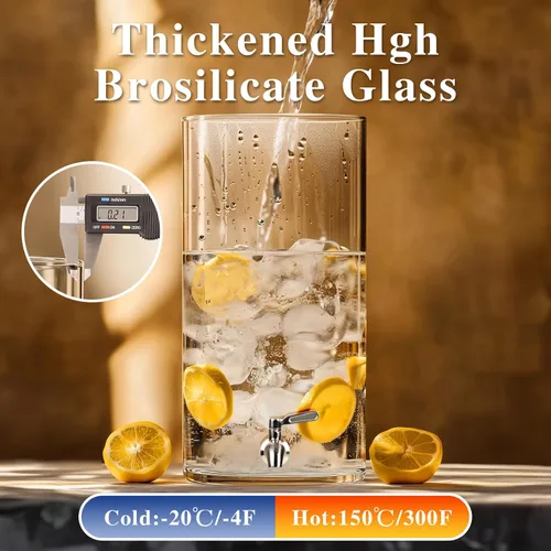 Vista 5 de Dispensador de bebidas de 2.9 galones, dispensador de bebidas de vidrio con soporte, dispensadores de bebidas para fiestas, dispensador de bebidas
