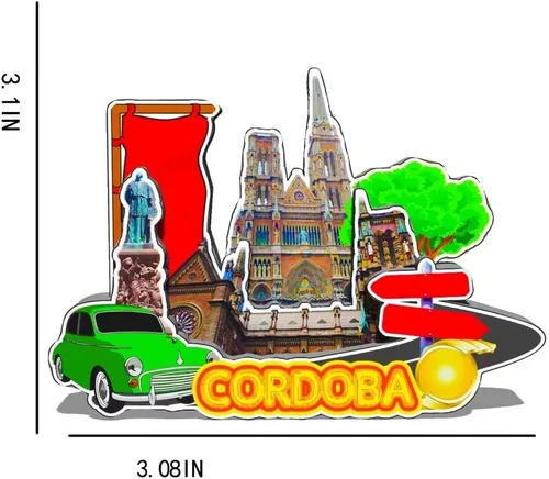 Vista 3 de Imán de Córdoba Argentina para nevera de madera 3D, monumentos de viaje, coleccionables, recuerdos, decoración hecha a mano -561