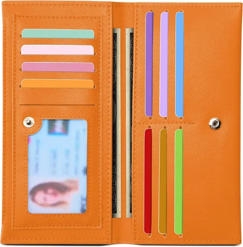 Vista 11 de Tipmile Cartera ultra delgada para mujer, cartera de cuero plegable para mujer, cartera RFID, cartera de bloqueo RFID para tarjetas de crédito