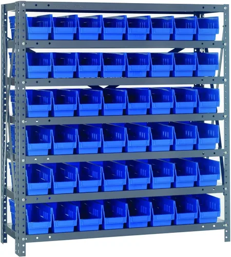 Vista 29 de Quantum QSBU-245BK Heavy Duty Shelving Unit with (7) Shelves and (24) QUS245 Black Bins for Garage Warehouse Storage Distribution 400 lb Load